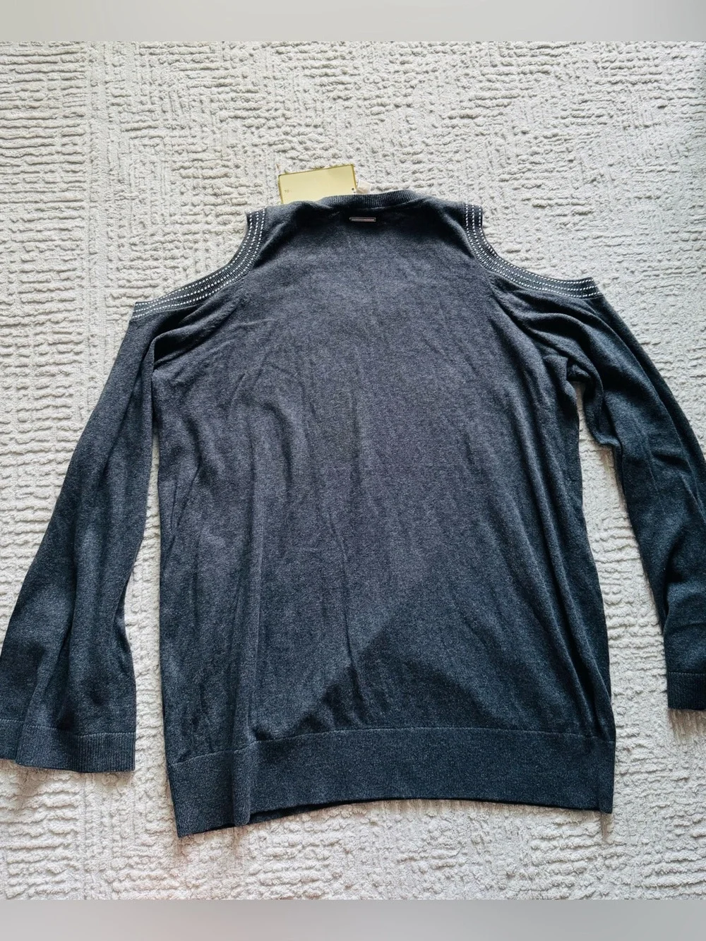 Michael Kors Charcoal Cold-Shoulder Knit Sweater
